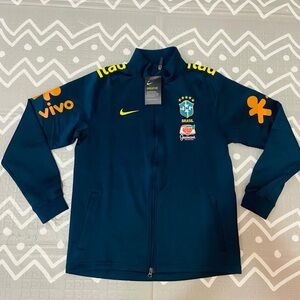 Nike brasil Brazil navy training pre match soccer jacket sweatshirt